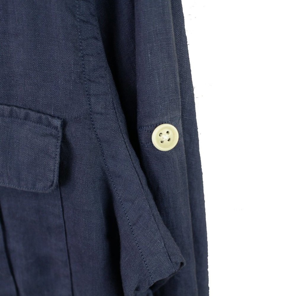 New Polo Ralph Lauren Linen Shirt Sm or XL Navy Weathered Finish Runs Large - Picture 2 of 3